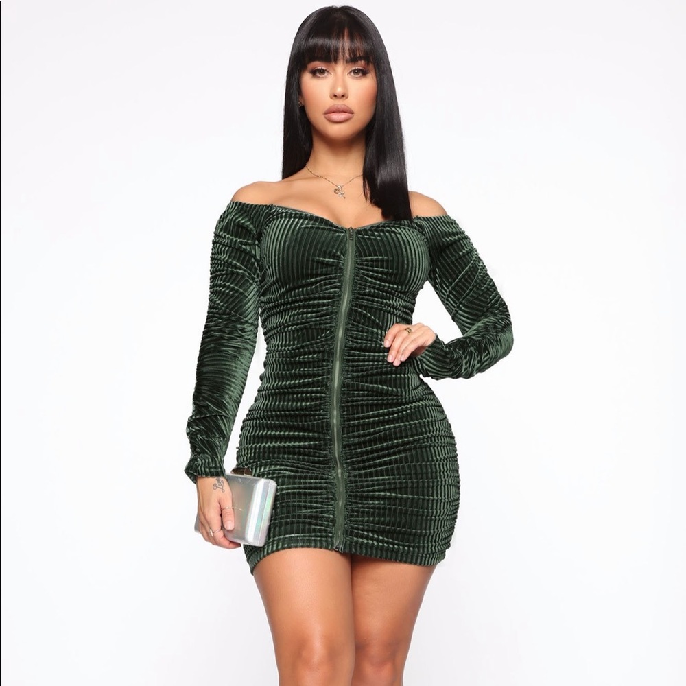 Green velvet dress